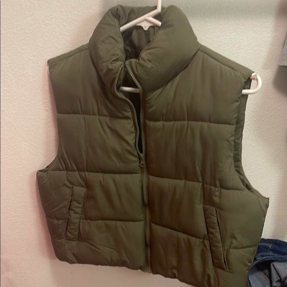 Almost Famous Sage Green Quilted Vest